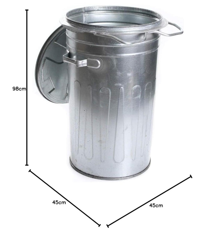 rg-vertrieb Mülltonne 110L verzinkter Stahl Müllbehälter mit Deckel und festen Rädern – robuste Abfa