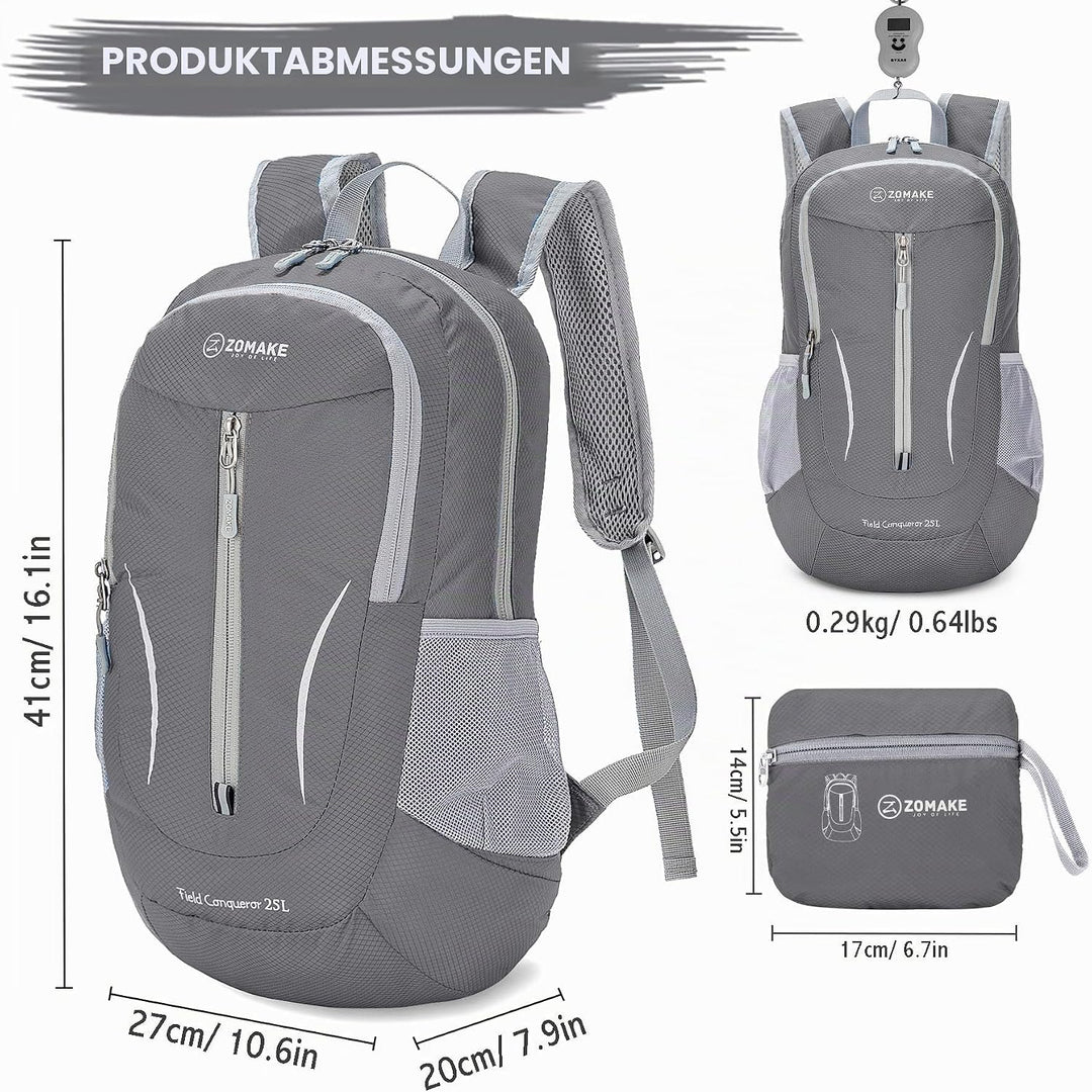 ZOMAKE Ultraleicht Faltbarer Rucksack - Packbare Backpacks 25L,Kleiner Faltbar Rucksäcke Wanderrucks