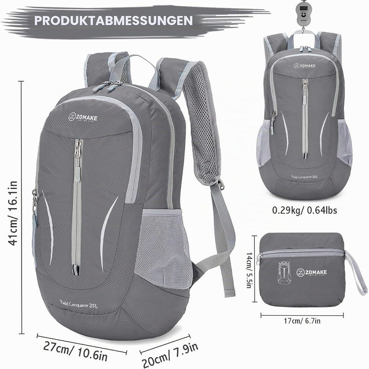 ZOMAKE Ultraleicht Faltbarer Rucksack - Packbare Backpacks 25L,Kleiner Faltbar Rucksäcke Wanderrucks