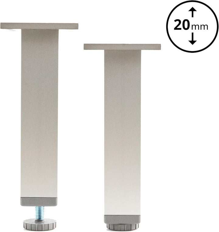 ALUSFERA 4 x Möbelfüsse Verstellbar 30x30x100 mm - Füsse für Möbel aus eloxiertem Aluminium - Möbelf