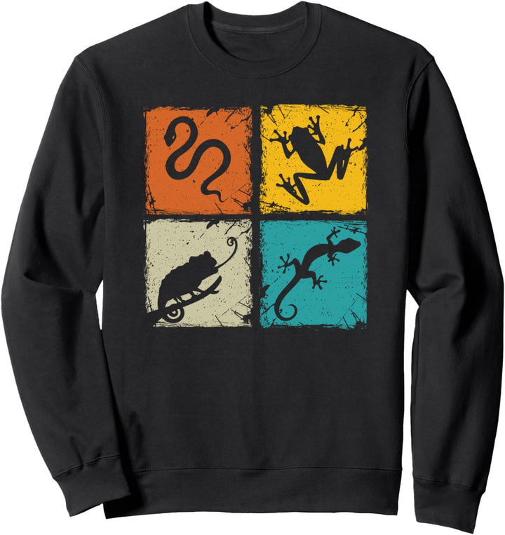 Retro squares - snake toad chameleon lizard herping gift Sweatshirt