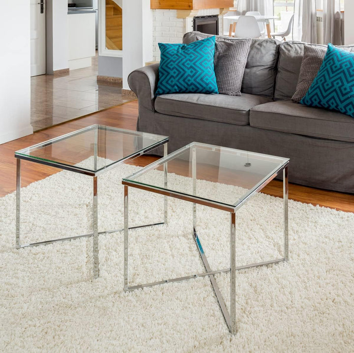 Euro Tische Glasplatte für Kaminofen und Tischplatte in 100x50cm Facettenschliff, Schutzplatte mit 6