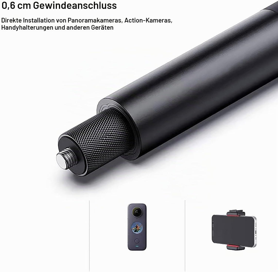 120cm Unsichtbarer Selfie Stick Action Cam, Aluminium Einstellbarer Verlängerung Selfiestick mit 1/4