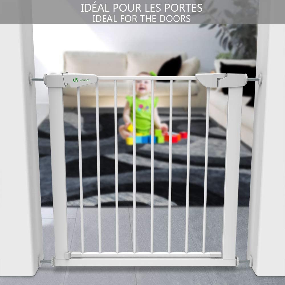 VOUNOT Treppenschutzgitter 76–84cm, ohne Bohren, Türschutzgitter für Kinder, Hunde und Katzen, Auto-
