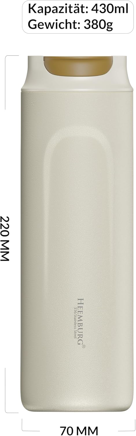 French Press To Go 430 ml Edelstahl doppelwandig isoliert | auslaufsichere Reise Kaffeepresse | Ther