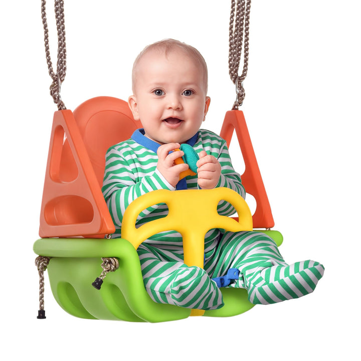 Outsunny Babyschaukel 3 in 1 Kinderschaukel Babysitz verstellbar Mitwachsend Schaukelsitz mit Rücken