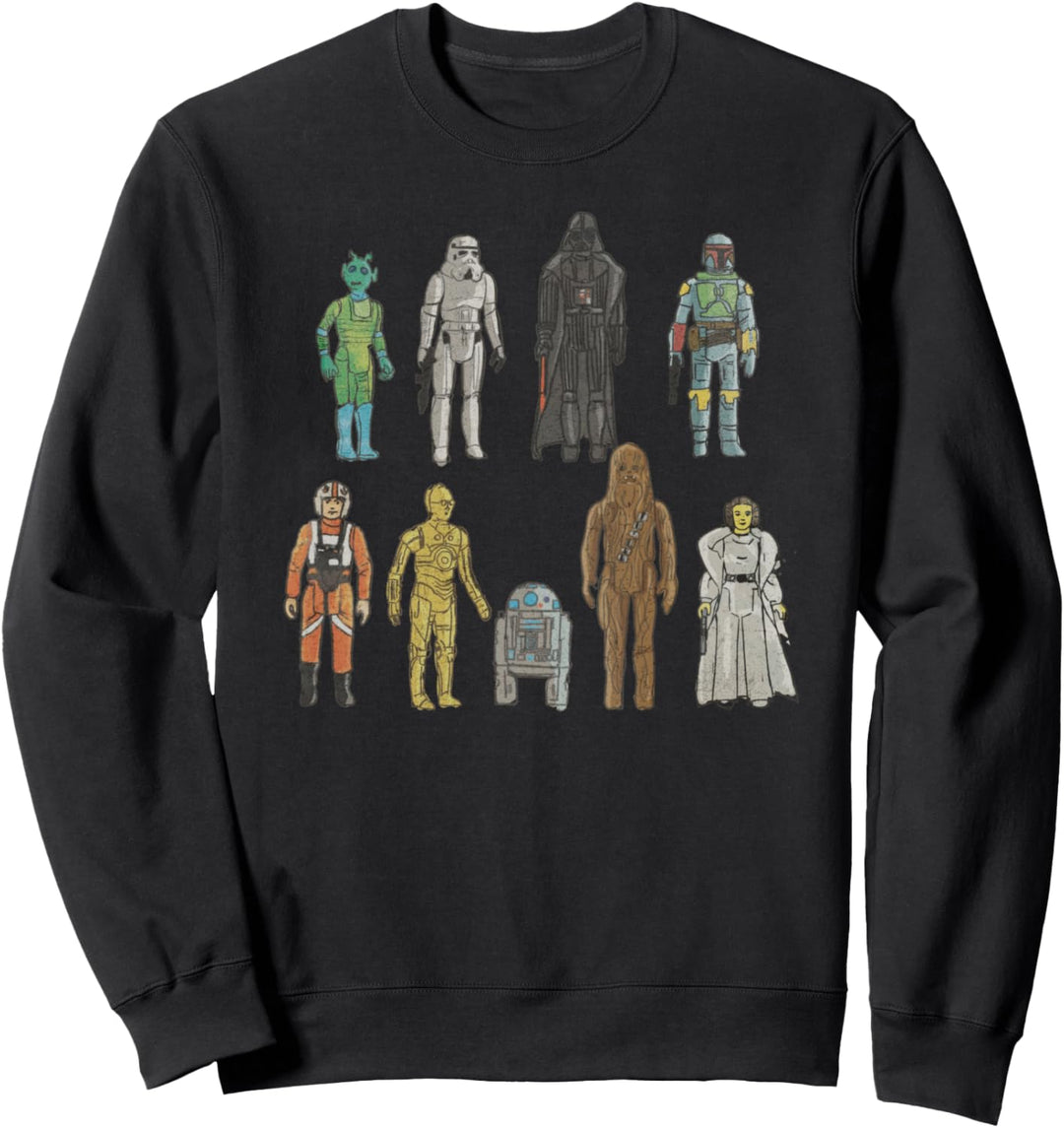 Star Wars Saga Vintage Action Figure Illustrations Sweatshirt