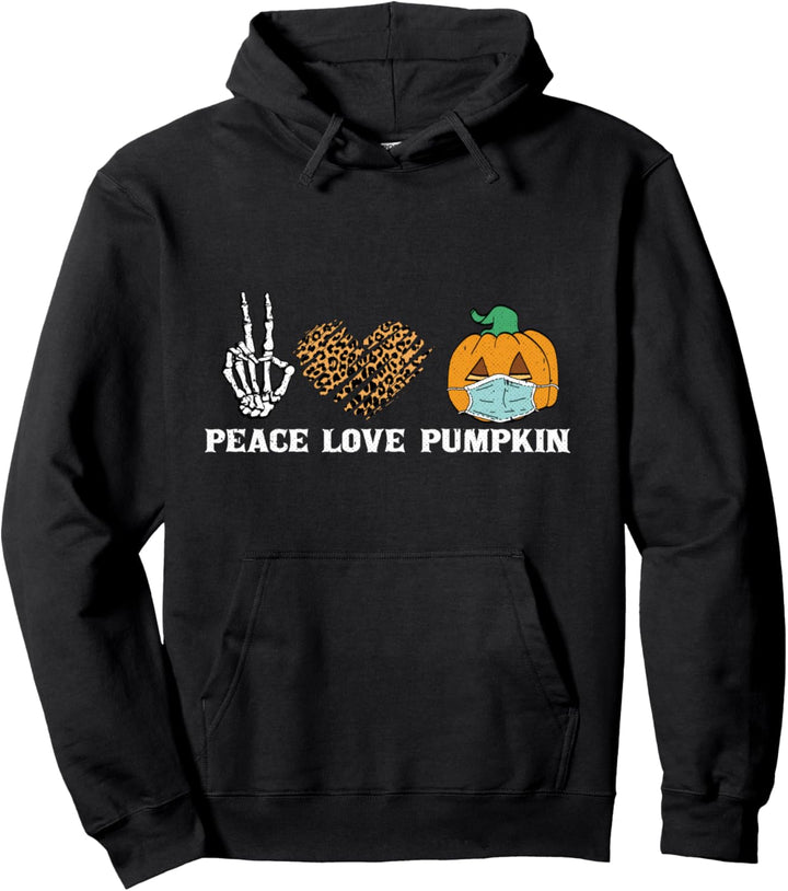 Peace Love Pumpkin Lazy Halloween Kostüm Funny Quarantäne Pullover Hoodie