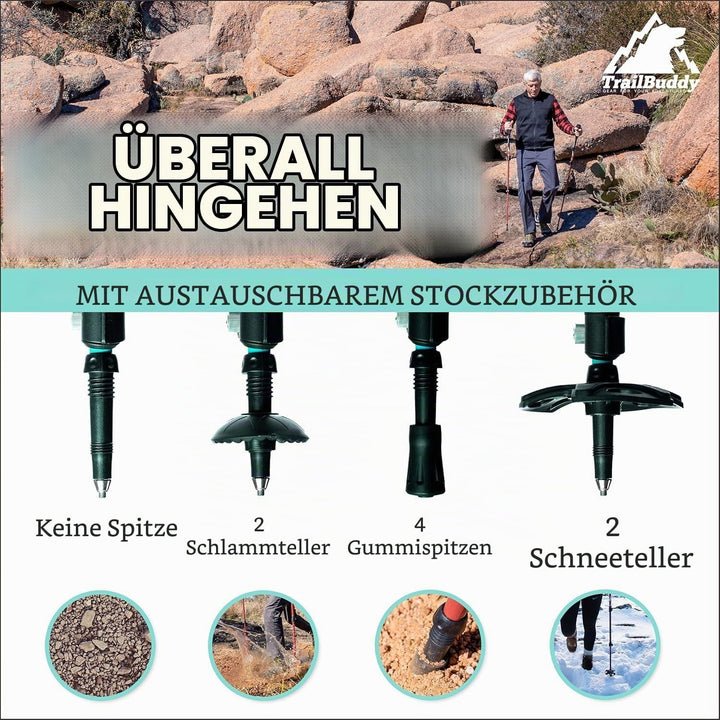 Trekkingstöcke, leichte, zusammenklappbare Wanderstöcke für Schneeschuh- und Rucksackausrüstung, 2er