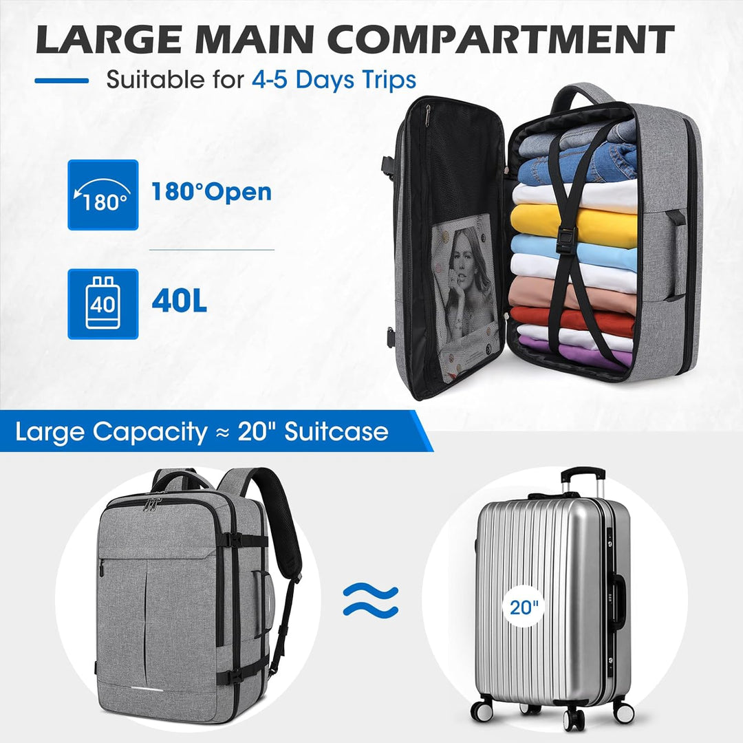 Lubardy Reiserucksack Herren Damen Handgepäck Rucksack Flugzeug Gross Laptop Rucksack 17 Zoll Wasser