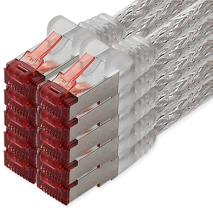 freiwerk Netzwerkkabel Cat.6 0,25m transparent - 10 x Ethernetkabel Lankabel Cat6 Lan Netzwerk Kabel
