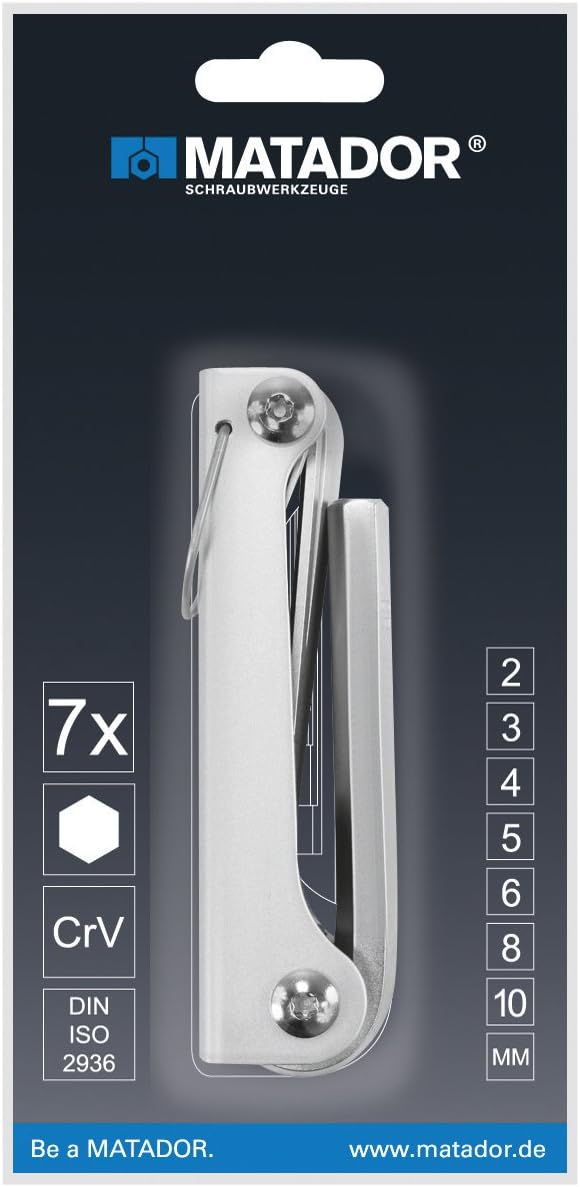 MATADOR Winkelschraubendreher, kurz, Metall, Sechskant, 2-10 mm, 0440 9070 2 - 10 MM, 2 - 10 MM