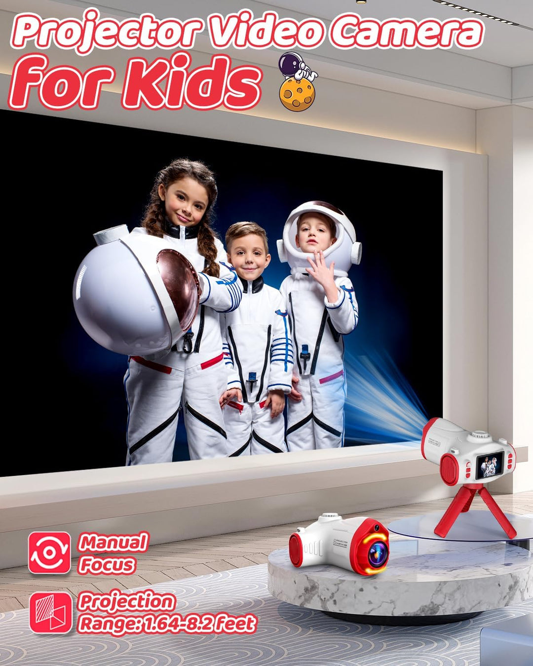 Kinderkamera, Usteetic 3 in 1 Beamer Projektor Kamera für Kinder 1080P Digitalkamera Kinder Fotoappa
