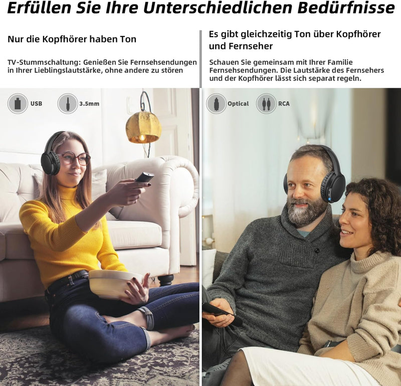 makemate Kopfhörer für Fernseher Digitale Funkkopfhörer Kabellos für TV BKM400 mit USB-Bluetooth-Sen