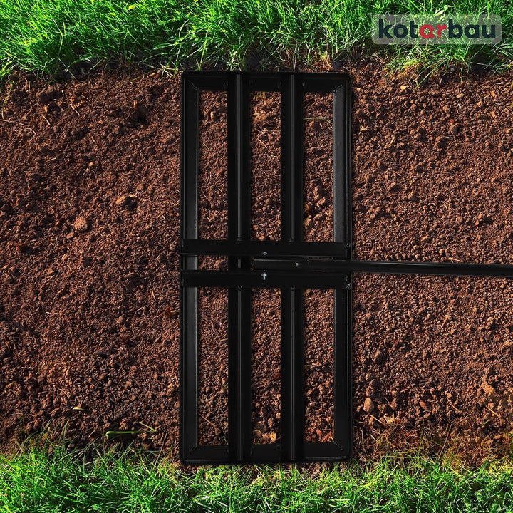 KOTARBAU® Rasenrakel - 70 x 30 cm - Rasen Nivellierrechen - mit Stahlstiel - 180 cm - Gartenwerkzeug