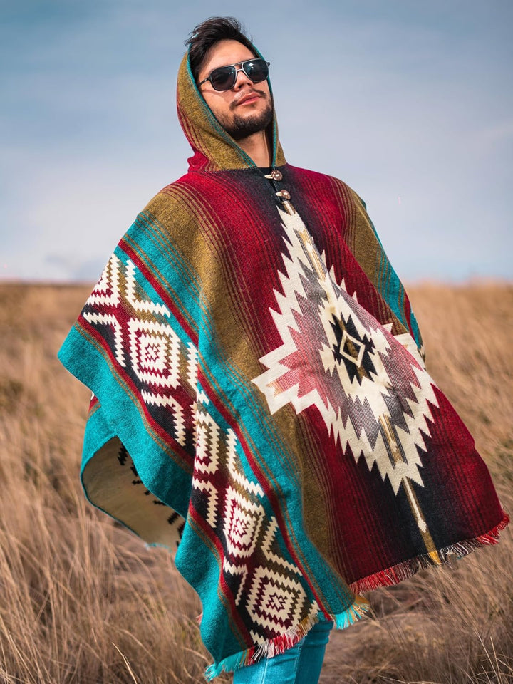 Alpaca World Unisex Alpaka Poncho Einheitsgrösse Meerblau, Weinrot, Beige, Variety