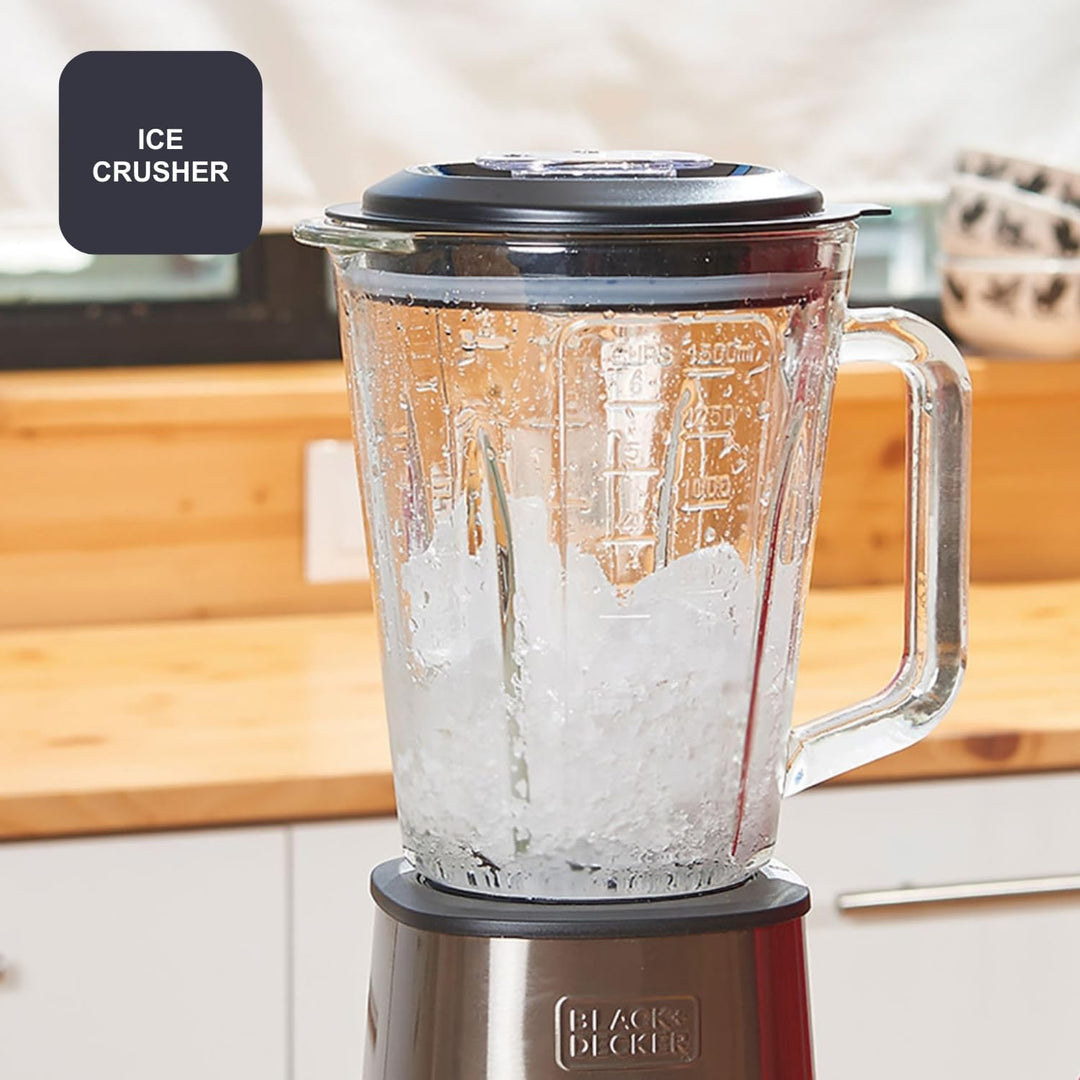 Black+Decker - Standmixer 800W | 1,5L Glasbehälter | 4 Edelstahlklingen | Pulsfunktion & Easy-Clean