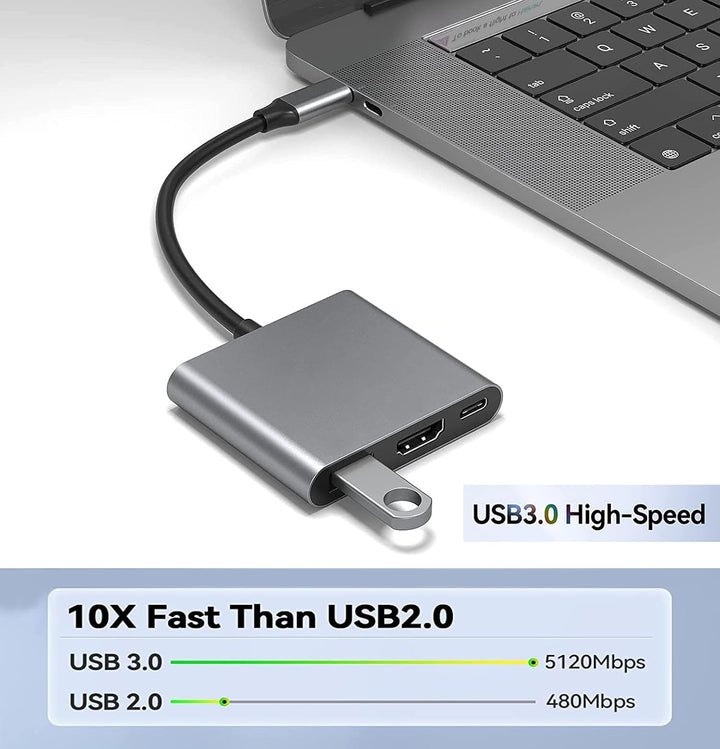 Apple USB C auf HDMI Multiport Adapter 4K @ 60Hz für iPhone 15/16, MFi Digital AV Hub mit USB 3.0, 1