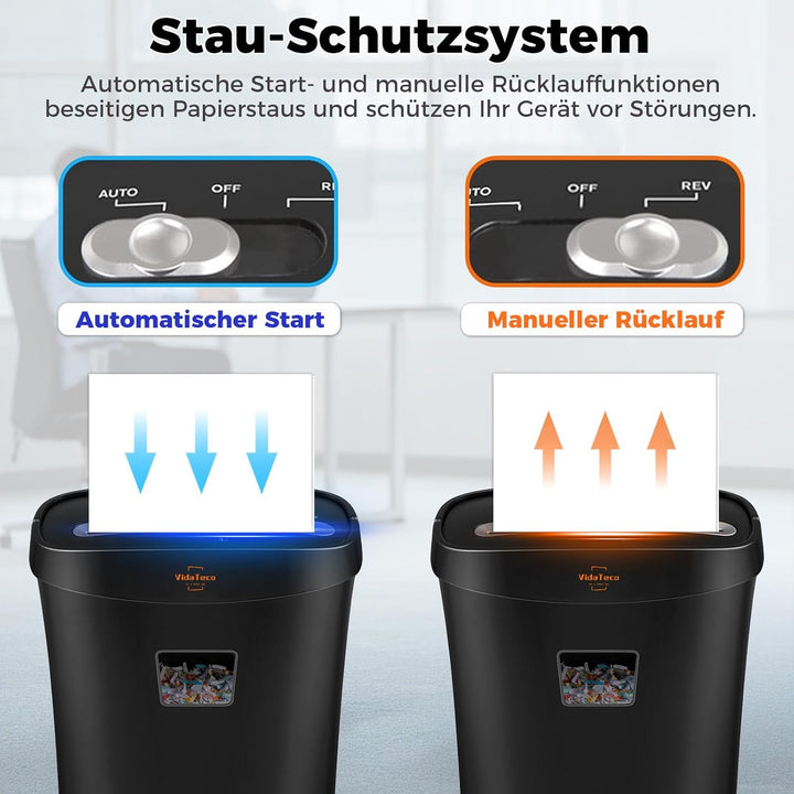 Schredder, 10 Blatt Mikro-Cut (P-4) Aktenvernichter, VidaTeco Partikelschnitt Papierschredder für Pa