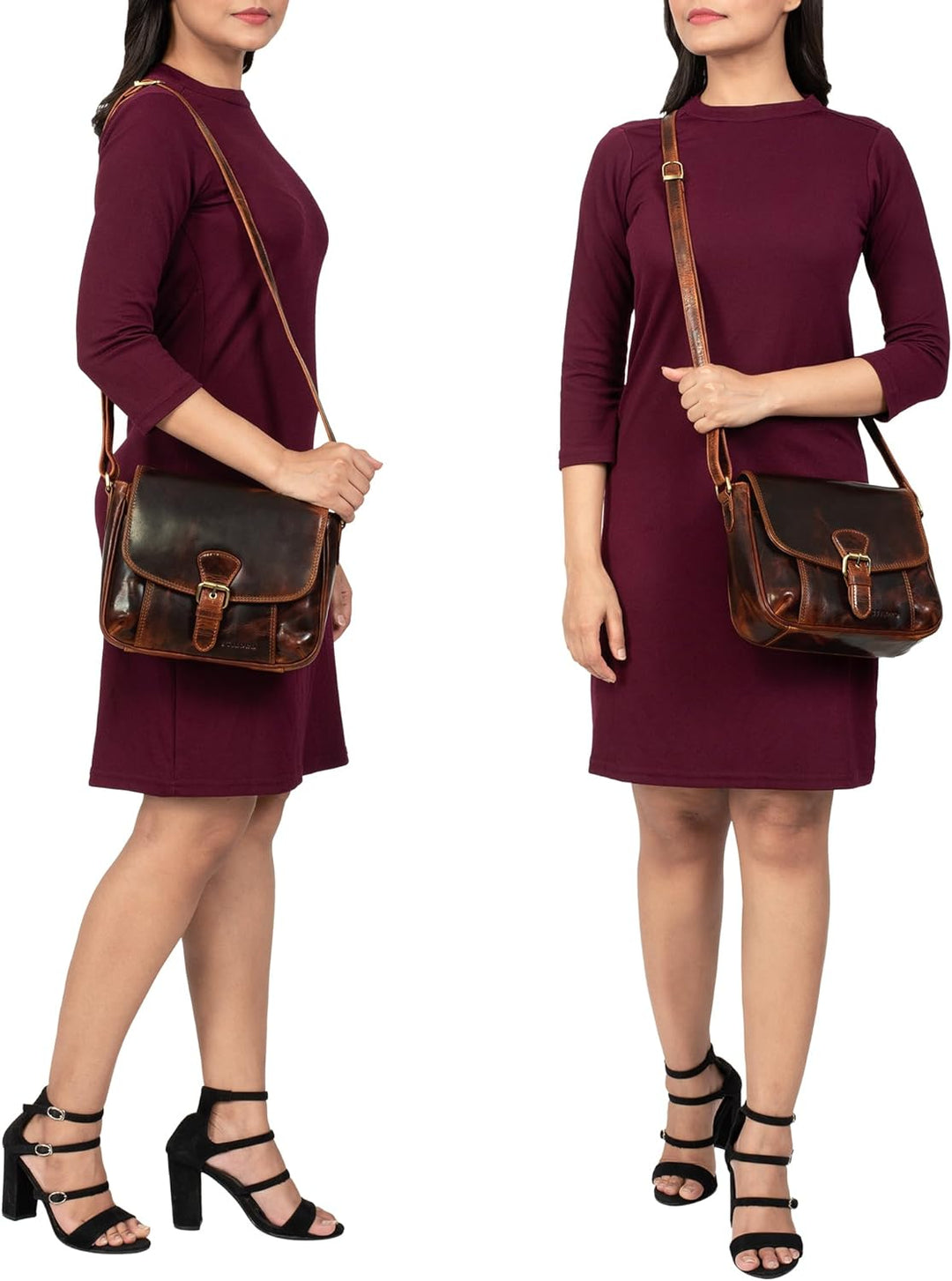 STILORD 'Violeta' Leder Umhängetasche Damen Vintage Handtasche klein Schultertasche Abendtasche Part