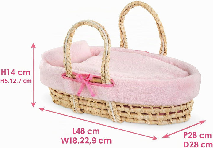 Corolle Mon Grand Poupon geflochtener Korb, Bett/Tragetasche mit Decke und Kissen für alle 36-42cm P