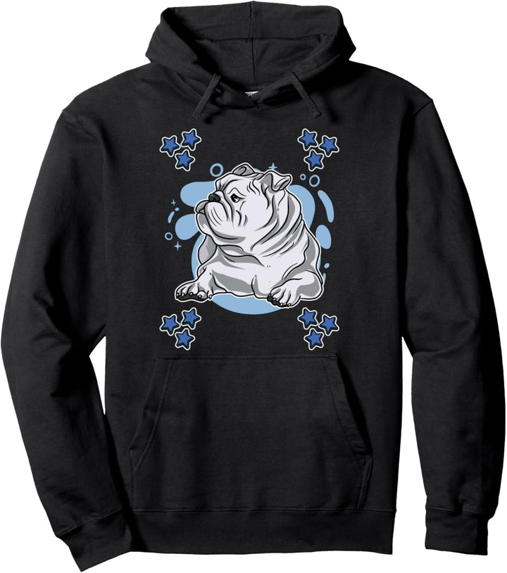 Herren Bulldoggen Zeichnung Sterne Jungen Bulldoggen Pullover Hoodie