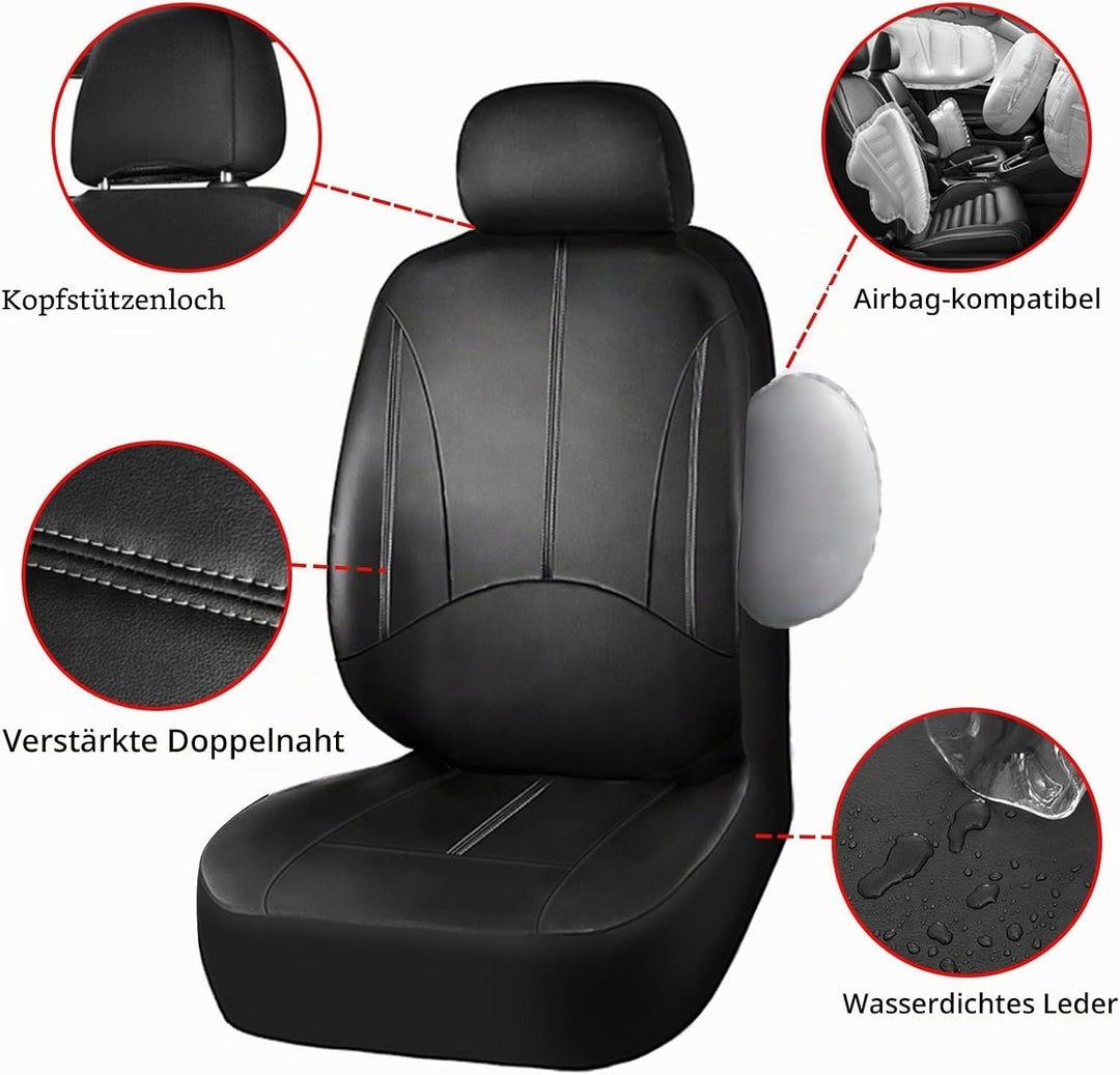 AUTO HIGH Auto-Sitzbezüge Set Universal - Schwarz Auto-Schonbezüge für die Vordersitze &amp; Rückbank mi