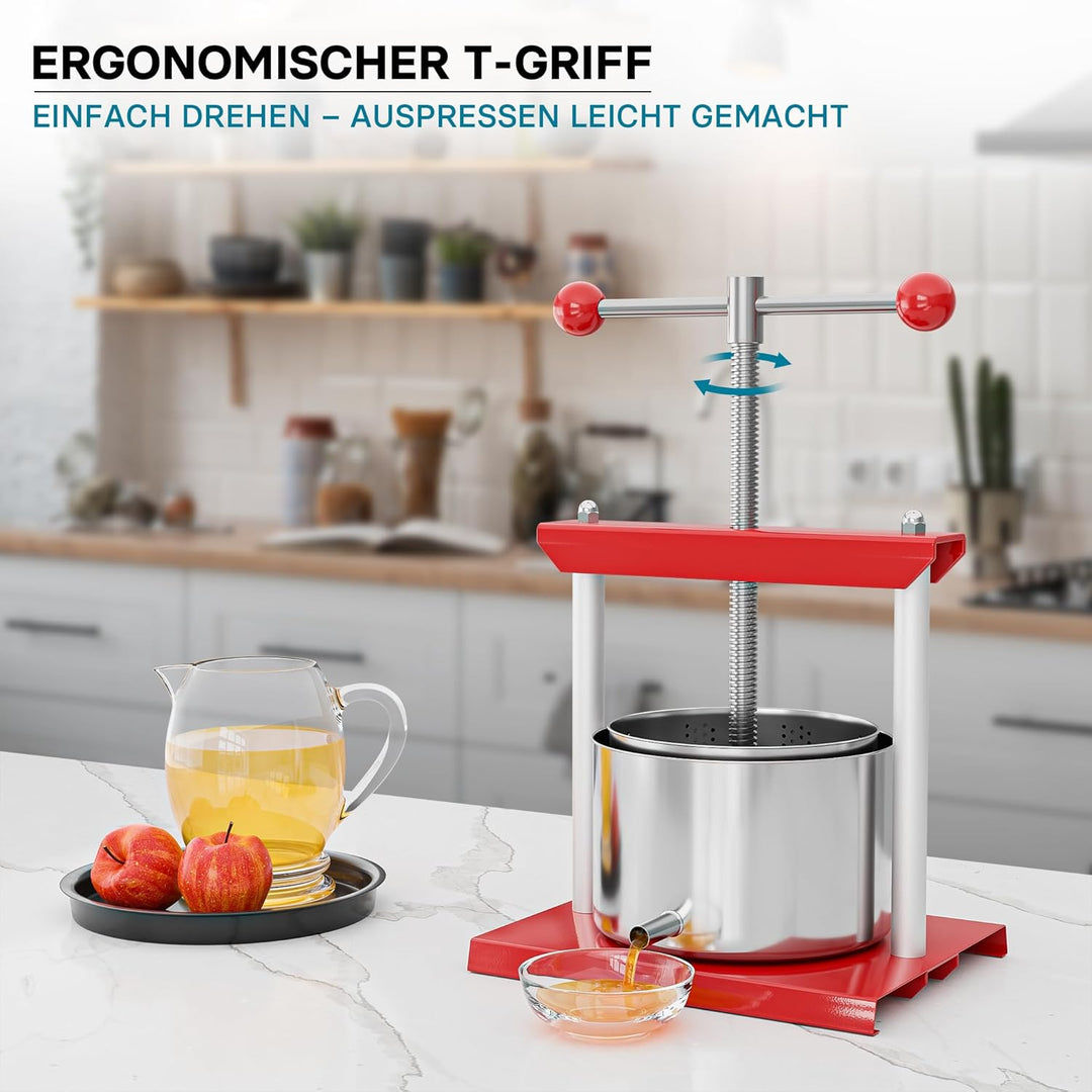 Wiltec Fruchtpresse Weinpresse Stahl 3 l Edelstahlkorb Obstpresse Beerenpresse