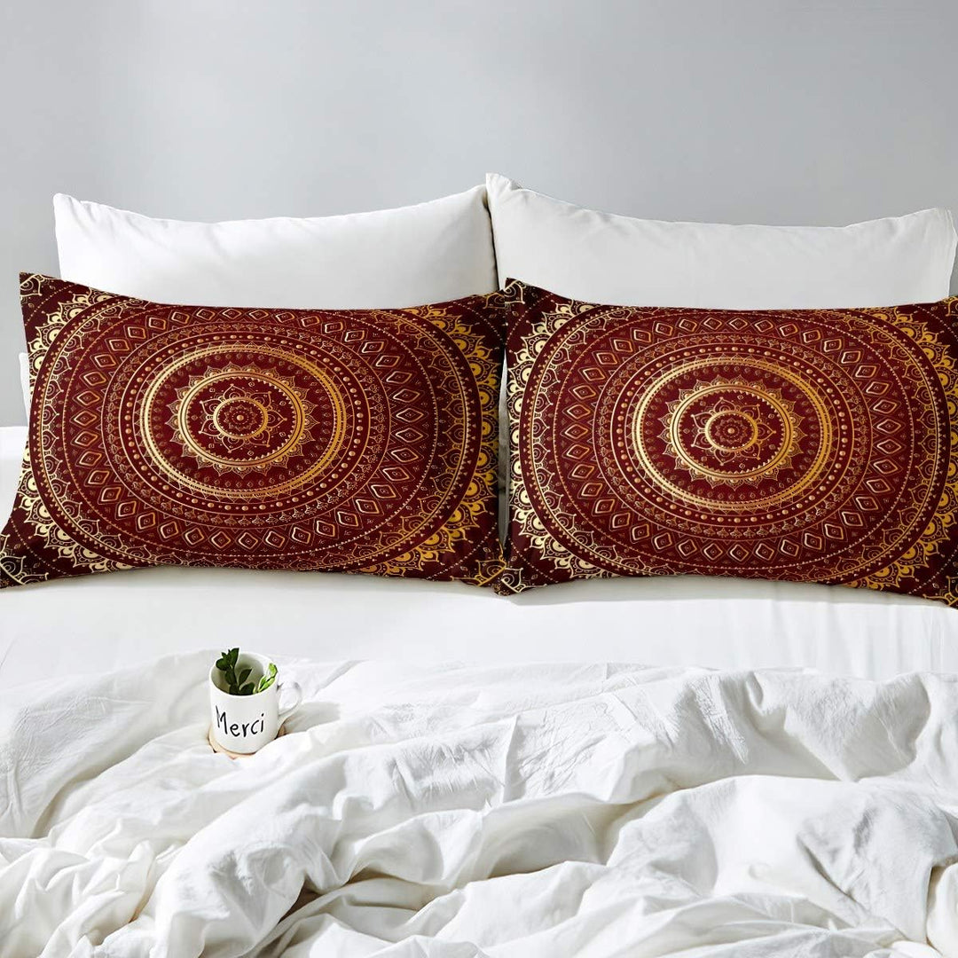 Loussiesd Boho Mandala Bettw?sche Set 135x200cm Bettbezug Set im b?hmischen Stil Golden Hippie Manda