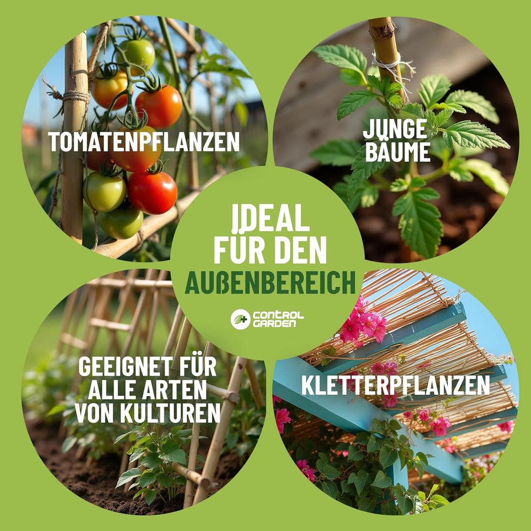 Control Garden Pack 30 Stück Bio Bambus Tutor 120 cm | Naturpfahl Zuckerrohr Pflanzenhalter Gartenst