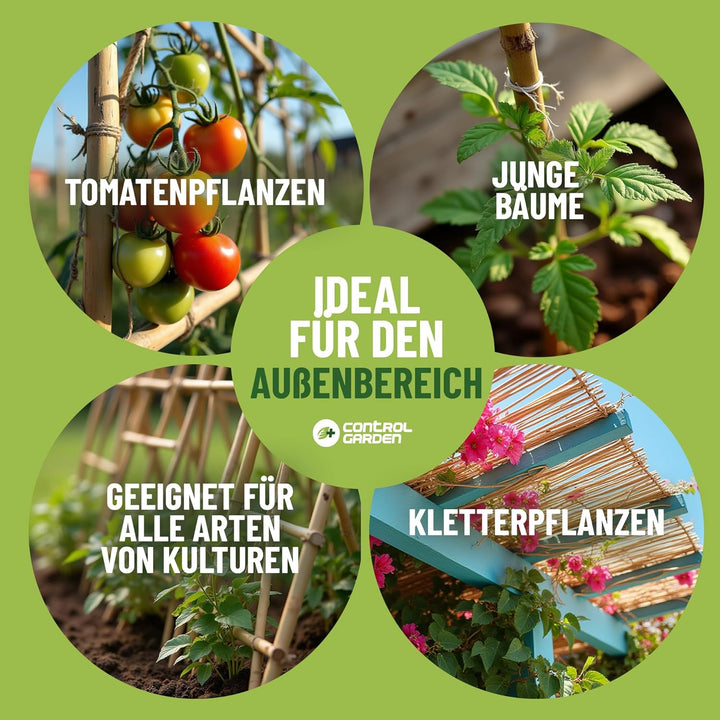 Control Garden Pack 30 Stück Bio Bambus Tutor 120 cm | Naturpfahl Zuckerrohr Pflanzenhalter Gartenst