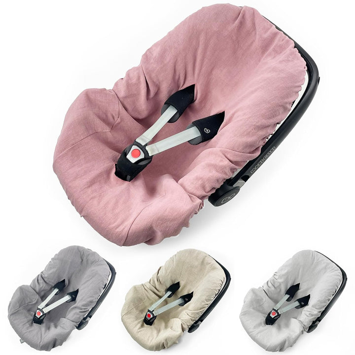 100% LEINEN Bezug für Babyschale Leinenbezug Schonbezug Babyschalenbezug Sommerbezug ROSA LEINEN ros
