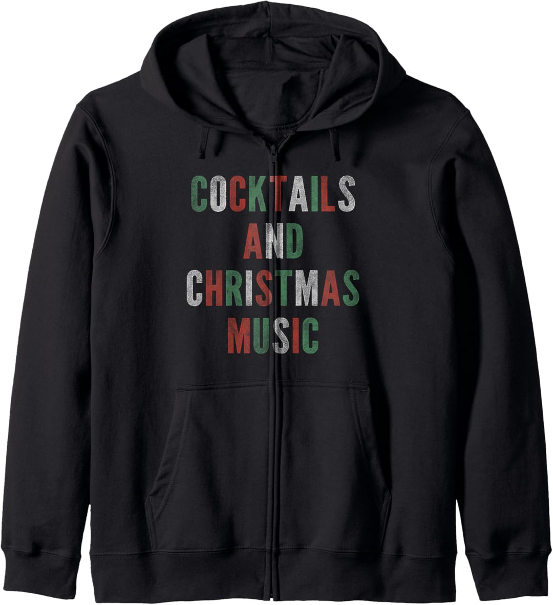 Trendy Christmas Cocktails And Christmas Music Color Text Kapuzenjacke