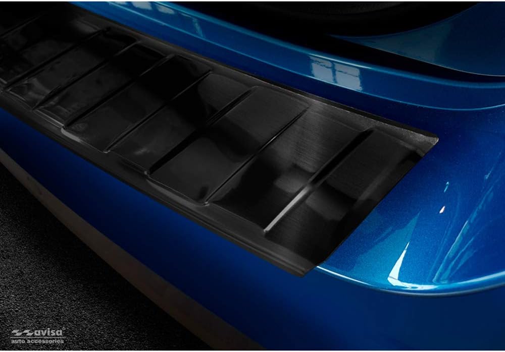 Avisa Schwarz Edelstahl Heckstossstangenschutz kompatibel mit Skoda Kamiq 2019- 'Ribs'