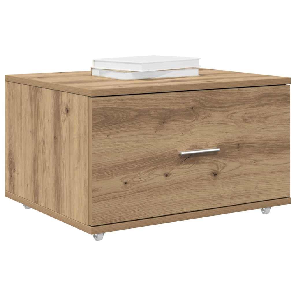 vidaXL Schubladenschrank Mit Rad Artisan-Eiche 55 x 45 x 31 cm, Grosszügiger Stauraum, moderner rech