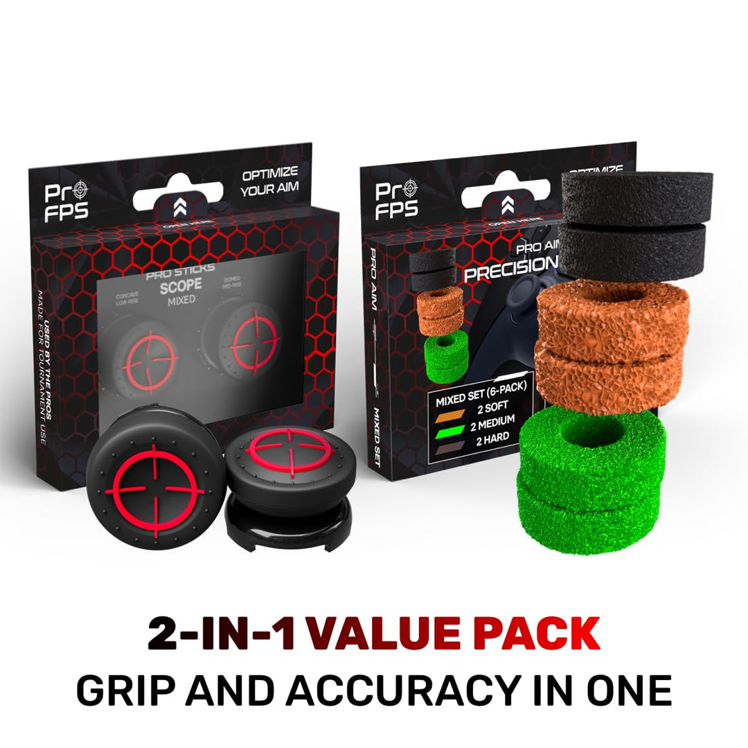 ProFPS PS5 Zubehör / PS4 Zubehör - 6x Precision Rings & 2x Mixed PS5 Sticks (Duo Pack) - PS5 Control
