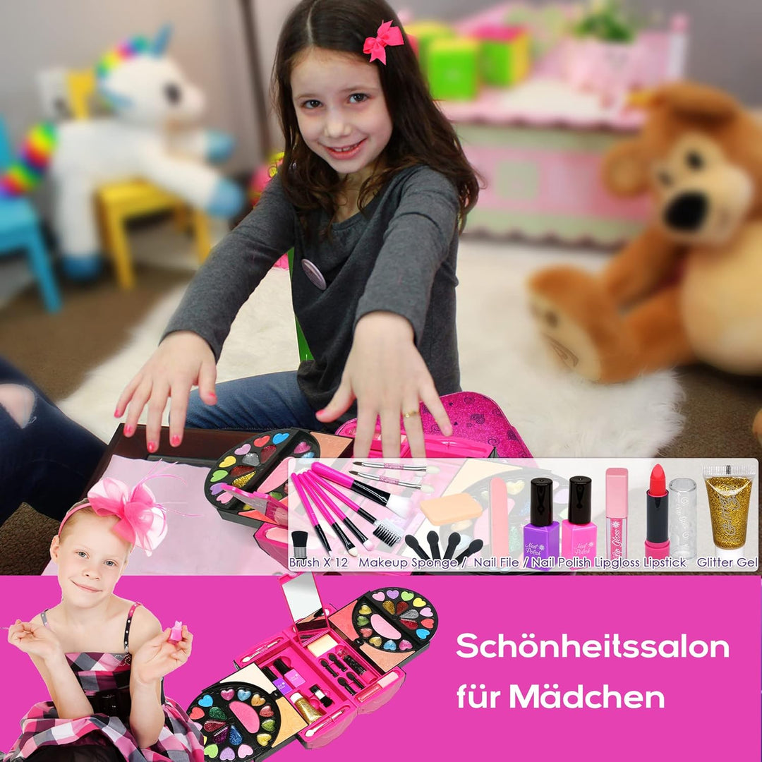 Amerrly 59 PCS Kinderschminke Set Mädchen - Sichere Waschbar Kinder Schminkset Mädchen, Mädchen Spie