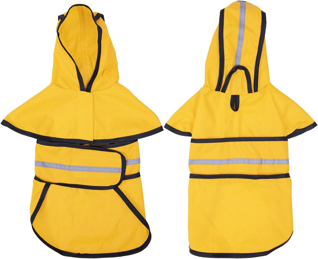 HDE Hunderegenmantel mit Kapuze für kleine bis grosse Hunde und Welpen (gelb, X-Large) XL gelb, XL g