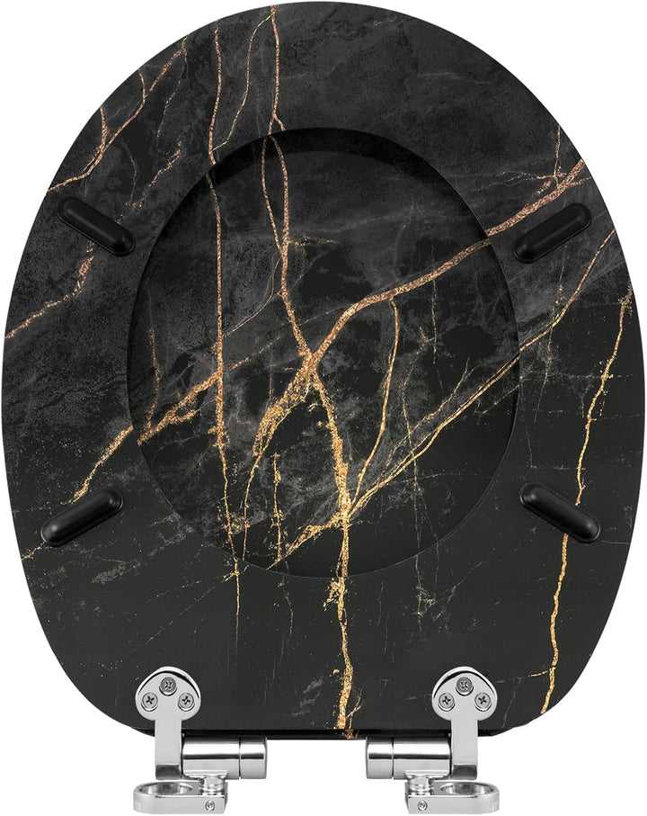 eSituro Toilettendeckel mit Absenkautomatik Holz, WC Sitz mit Quick-Release-Funktion für leichte Rei