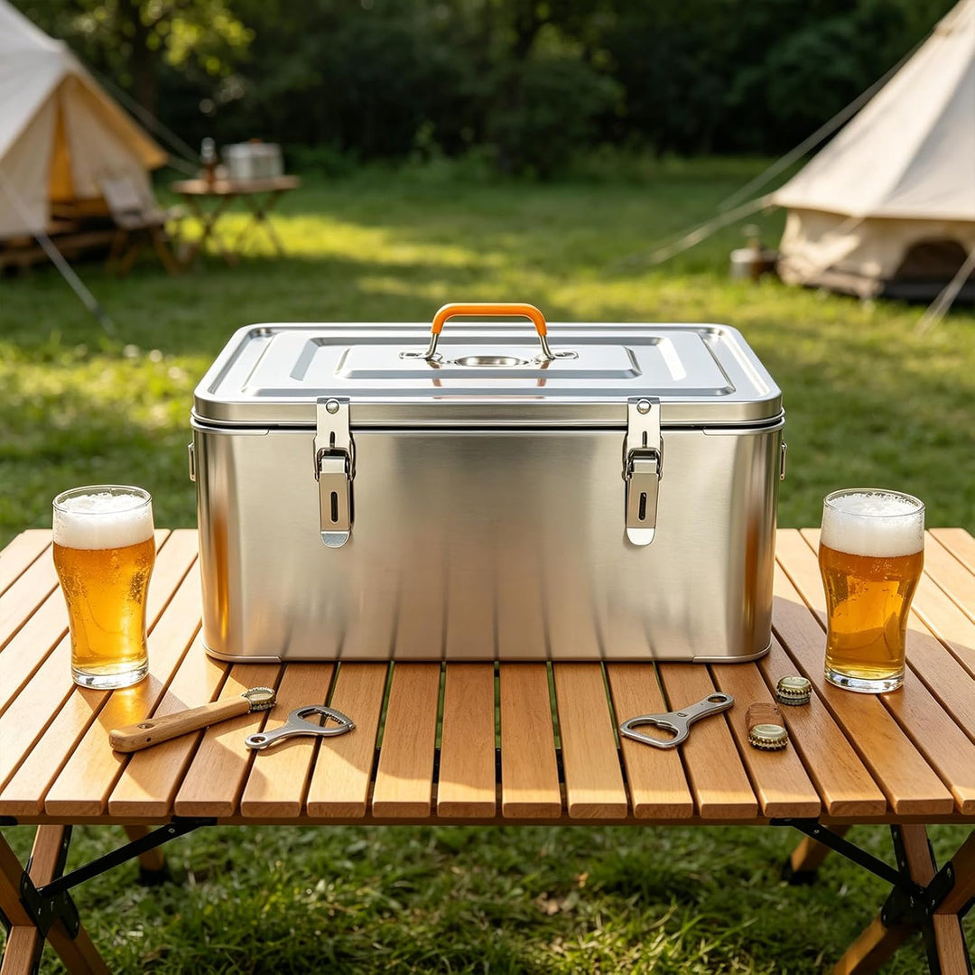 Isolierbox 40 L, Edelstahl-Thermobox,Multifunktional Thermobehälter | PU-Schaum-Isolierung Mit Versc