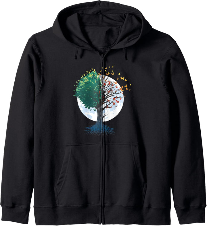 Baum des Lebens Schmetterlinge Mond Kapuzenjacke