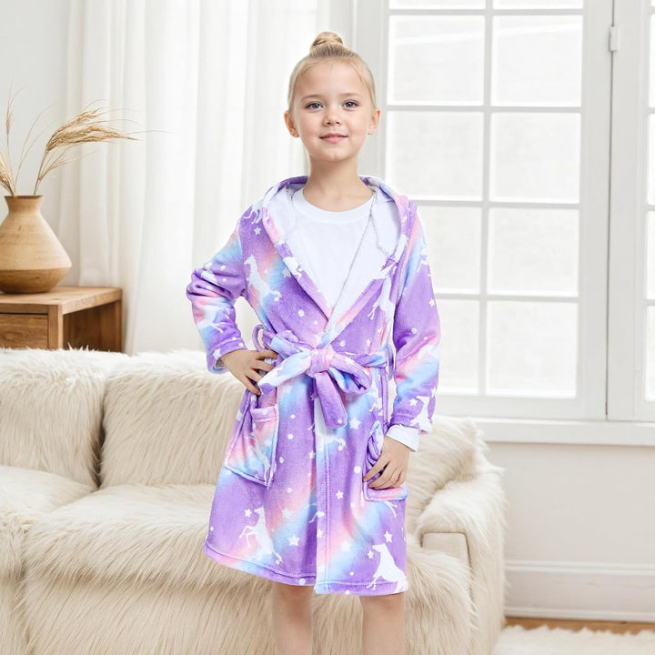 WYTbaby Bademantel Kinder Mädchen Flauschig Fleece bademantel mädchen Lange Ärmel Kinderbademantel m