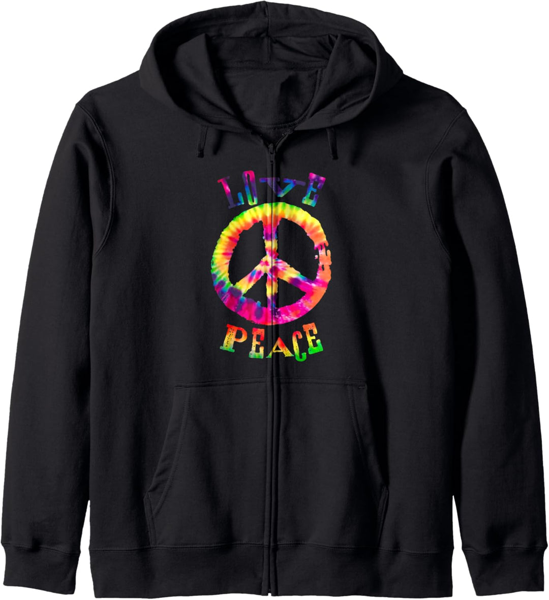 Peace Sign Tee Love T-Shirt 60er 70er Jahre Krawatte Hippie Kostüm Kapuzenjacke
