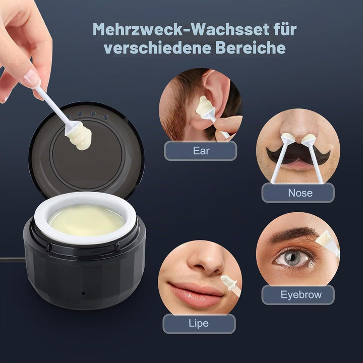 Nose Waxing Kit for Men and Women, Nose Ear Hair Wax Kit with 100g Wax, 40 Sticks, USB Fast Heat, Sm