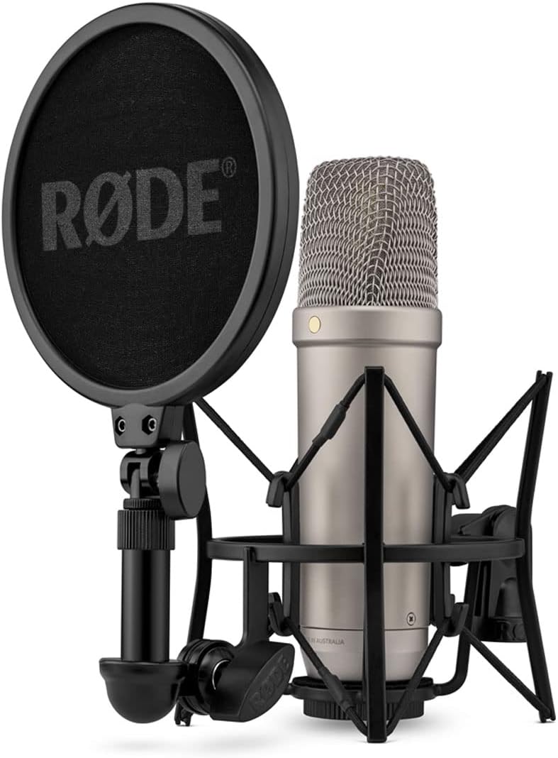 Rode NT1 5th Generation XLR USB Studio-Mikrofon Silber + keepdrum MS138 WH Gelenkarm Tischstativ Wei