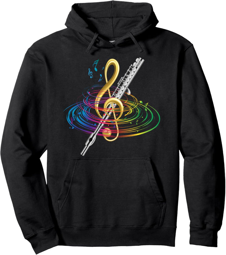 Flöte mit Violinschlüssel-Motiv, Geschenkidee Pullover Hoodie