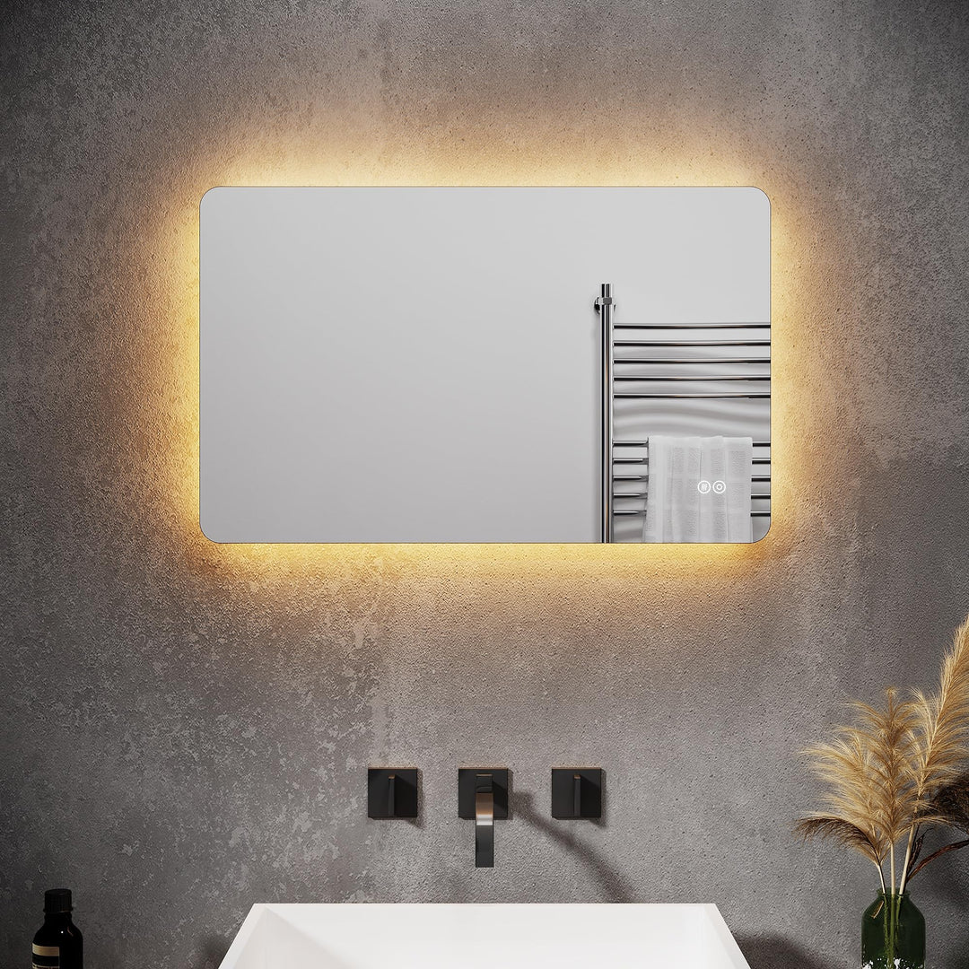 Elegant Badspiegel mit Beleuchtung Lichtspiegel LED Spiegel 80 x 50 cm kaltweiss IP44 Badezimmer Wan