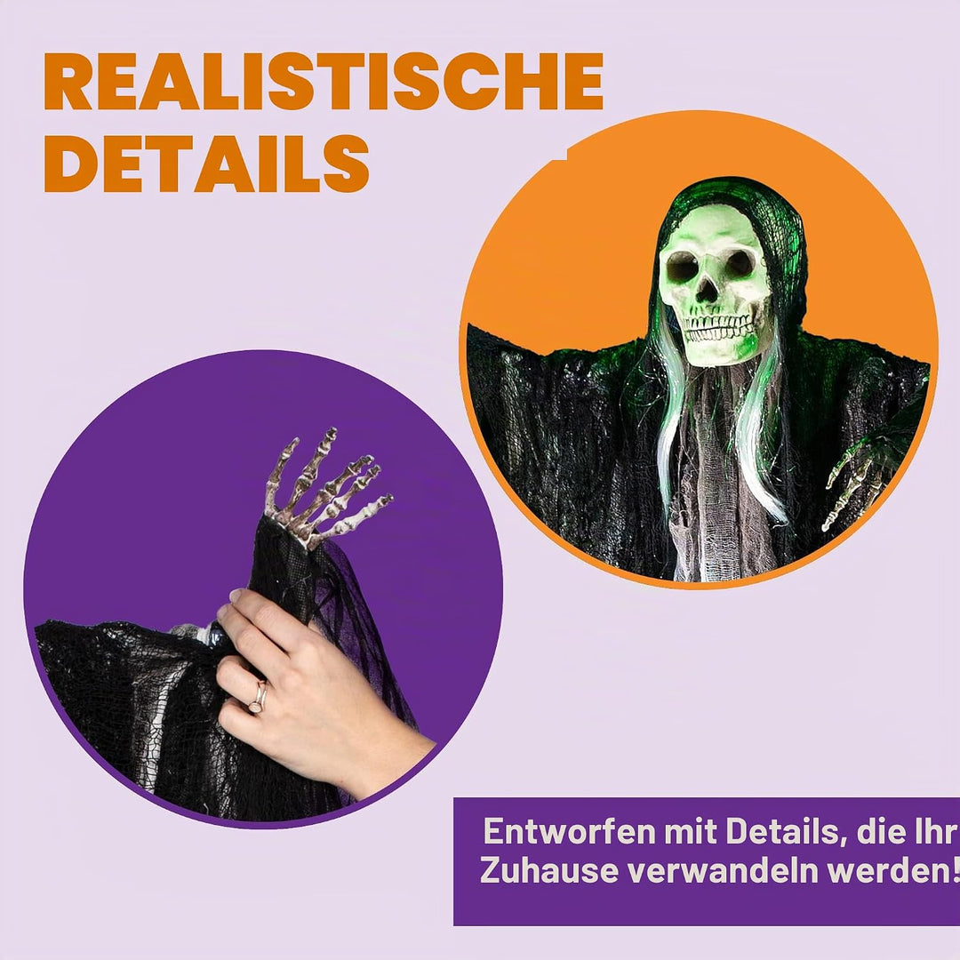 JOYIN 3 Stück Halloween Sensenmann Dekoration zum Aufhängen, Halloween Sensenmann Hängegeister für S