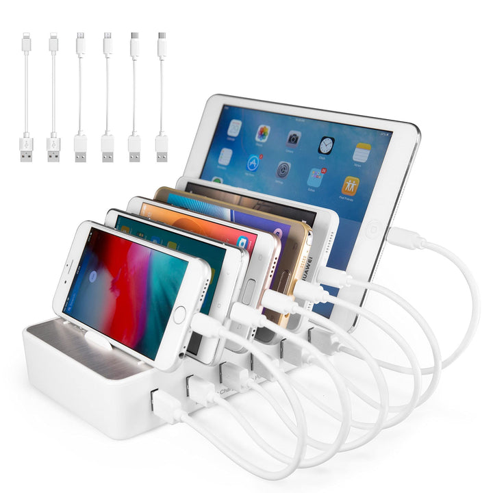 Handy USB Ladestation TechDot Ladestation Mehrere Geräte 6 Port USB Multi Ladestation für Handys Sma