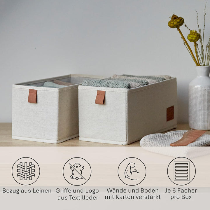 LOVE IT STORE IT Premium Schrank Organizer 2-teilig - Schubladen Ordnungssystem aus Stoff - Verstärk